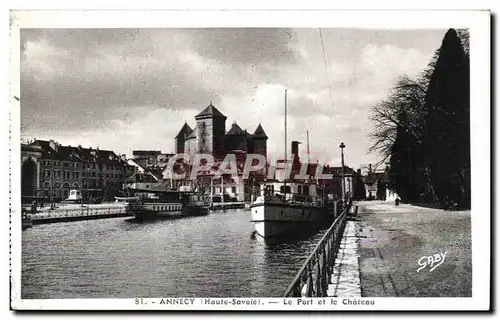 Ansichtskarte AK Annecy Le Port et le Chateau Bateau