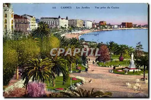 Cartes postales Cannes Les Jardins Vue Prise Du Casino