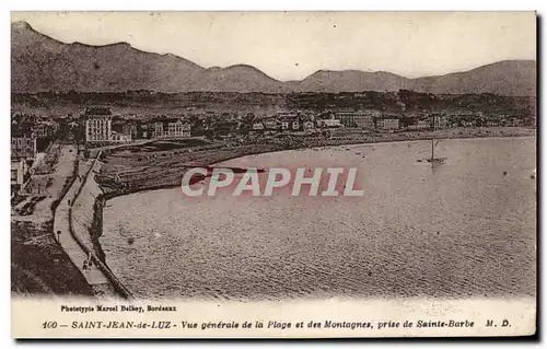 Cartes postales Saint Jean De Luz Vue Generale De La Plage Et Des Montagnes Prise De Sainte Barbe