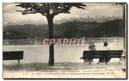 Ansichtskarte AK Pau La Chaine Des Pyrenees vue Du Prolongement de la place Royale