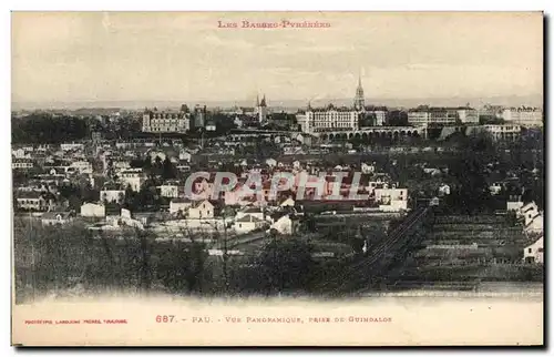 Cartes postales Les Hautes Pyrenees Pau vue Panoramaque prise de Guindalos