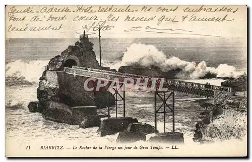 Cartes postales Biarritz Le Rocher De La Vierge Un Jour De Gros Temps