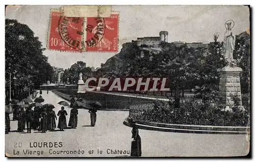 Cartes postales Lourdes La Vierge Couuronnee Et Le Chateau