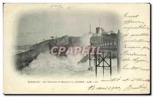 Ansichtskarte AK Biarritz Au Semaphore Pendant La Tempete