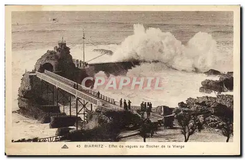 Cartes postales Biarritz Effet De Vagues Au Rocher De La Vierge