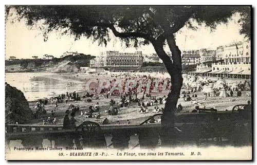 Ansichtskarte AK Biarritz La Plage Vue Sous Les Tamaris