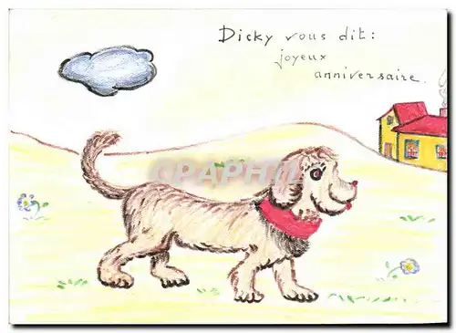 Cartes postales moderne Chien Dicky (dessin a la main)