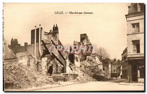 Cartes postales LIlle Marche aux Chevaux Militaria