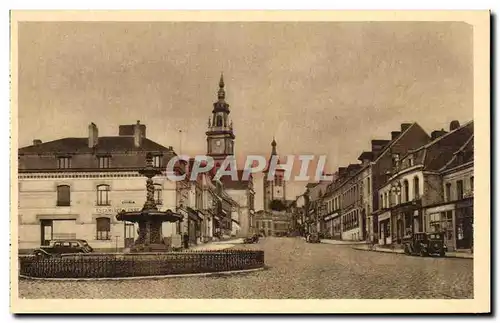 Cartes postales Le Cateau Place Thiers et le Jet d'Eau