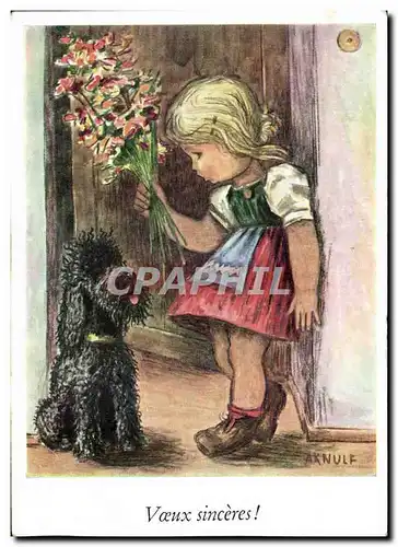 Cartes postales Voeux sinceres Enfant Chien