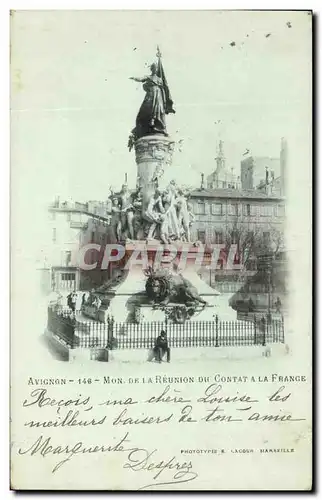 Ansichtskarte AK Avignon Monument De La Reunion Du Contat a la France Lion