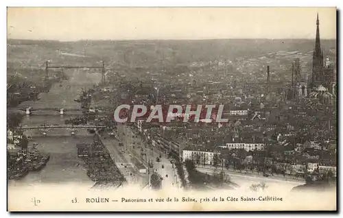 Cartes postales Rouen panorama et vue de la Seine pris de la Cote Sainte Catherine