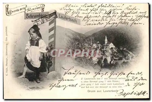 Cartes postales Gruss aux lauterbach Schassbach Enfant Folklore
