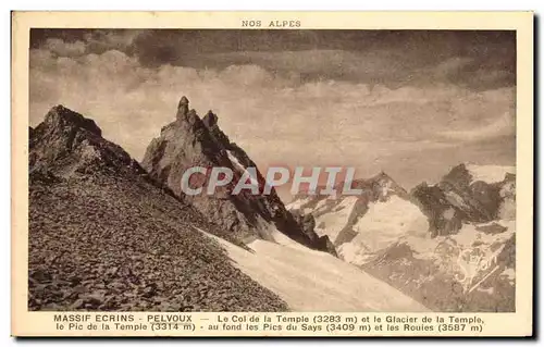 Cartes postales Massif Ecrins Pelvoux Le Col de La Temple et le Glacier de la Temple le Pic de la Temple au Fond