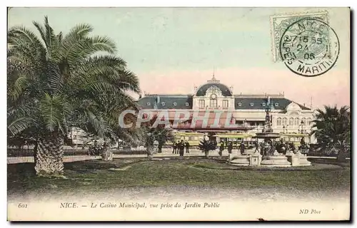 Cartes postales Nice Le Casino Municipal Vue prise du Jardin Public Tramway