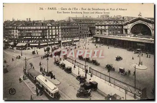 Cartes postales Paris Gare de l&#39Est Rue De Strasbourg et rue d&#39Alsace East Station Strasbourg Street and A