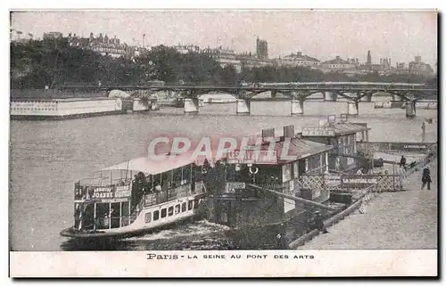 Cartes postales Paris Le Seine Au pont Des Arts Peniches