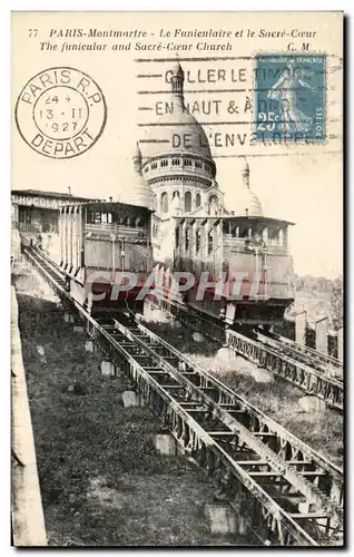 Cartes postales Paris Montmarte Le Funiculaire et le Sacre Coeur