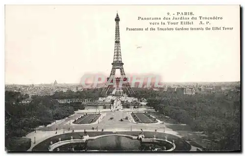 Ansichtskarte AK Paris Panorama des jardins du Trocadero Vers la Tour Eiffel