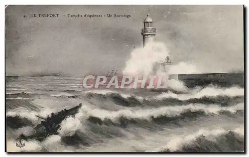 Cartes postales Le Treport Tempete D&#39Equinoxe Un Sauvetage Phare