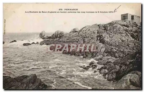 Cartes postales Penmarch Les Rochers De Saint Guenole Ou Fruent Enlevees Les 5 victimes le 8 octobre 1870