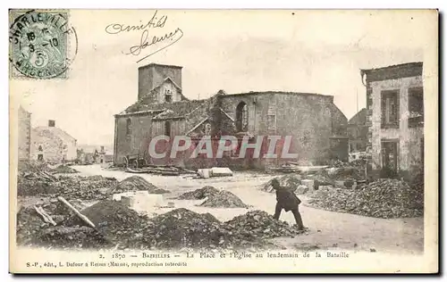 Cartes postales Bazeilles La Place Et l&#39Eglise au Lendemain De La Bataille Militaria