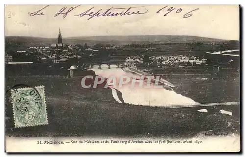 Cartes postales Mezieres vue De Mezieres Et Du Faubourg d&#39Arches Avec Les fortifications 1870 Militaria