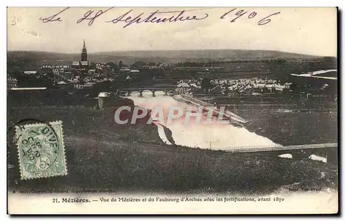 Cartes postales Mezieres vue De Mezieres Et Du Faubourg d'Arches Avec Les fortifications 1870 Militaria