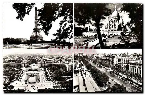 Moderne Karte Paris Tour Eiffel Sacre Coeur Champs Elysees Arc de Triomphe