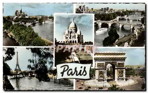 Moderne Karte Paris Notre Dame Sacre Coeur Montmartre Arc de TRiomphe Tour Eiffel