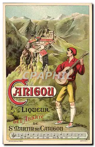 Ansichtskarte AK Canigou Liqueur Del Abbaye St Martin Du canigou Guitare Publicite