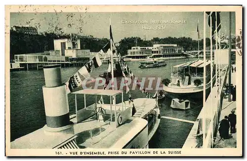 Cartes postales Exposition Internationale Paris 1937 Vue D&#39Ensemble Prise Du pavillon de la Suisse Bateau