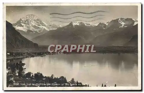 Cartes postales Vue Sur le chateau de Chillon et les Dents du Midi