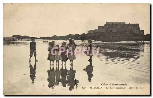 Ansichtskarte AK Cote d&#39Emeraude St Malo Le Fort National Effet du soir