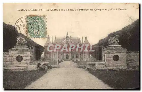 Cartes postales Chateau de Sceaux Le Chateau pris du cote du Pavillon des Groupes et Grille d&#39Honneur