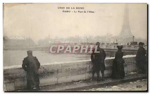 Cartes postales Crue De La Seine Paris Le Pont De l&#39Alma Inondations Tour Eiffel