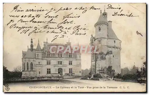 Cartes postales Chenonceaux Le Chateau Et La Tour Vue Prise De La Terrasse