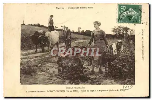 Cartes postales Nantes Musee Des Beaux Arts Ecole Francaise Coin de vigne Languedoc Salon de 1885 Boeufs Enfant