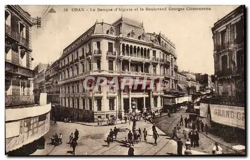 Cartes postales Oran La Banque d&#39Algerie Et Le Boulevard Georges Clemenceau Algerie