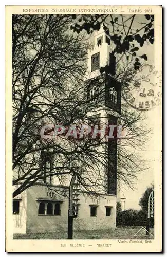 Cartes postales Algerie Minaret Exposition coloniale Internationale 1931 Paris