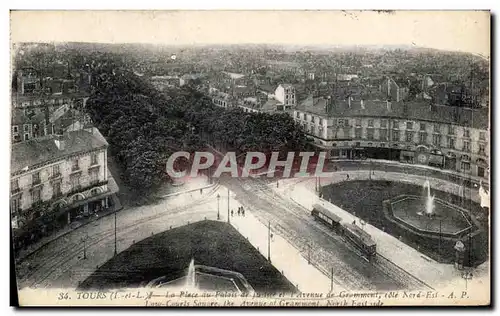 Ansichtskarte AK Tours La Place du palais de justice Avenue de Grammont