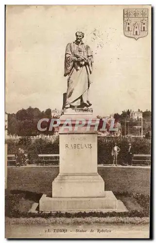 Cartes postales Tours Statue de Rabelais