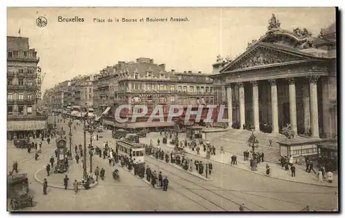 Cartes postales Bruxelles Place de la Bourse et Boulevard Anspach