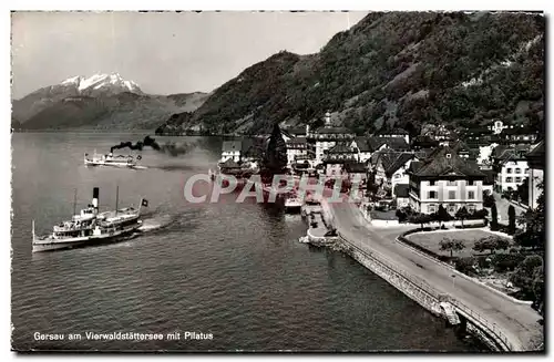 Ansichtskarte AK Gersau am Vierwaldstattersee mit Pilatus Bateau