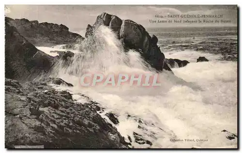 Cartes postales Saint Guenole Penmarch Une Lame de Fond Balayant la Roche du Moine