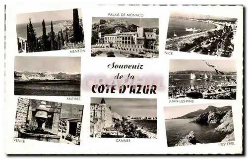 Ansichtskarte AK Souvenir De Cote D&#39Azur Cannes Palais de Monaco Nice Menton L&#39Esterel Vence Juan les Pins