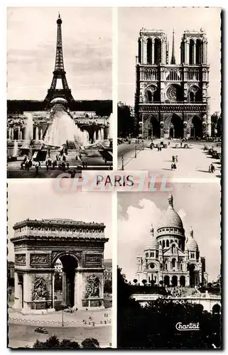 Moderne Karte Paris Le Tour Eiffel Notre Dame L&#39Arc de Triomphe le Sacre Coeur