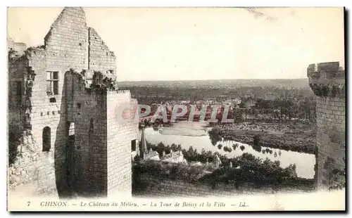 Cartes postales Chinon Le Chateau du Milieu La tour de Boissy et la Ville