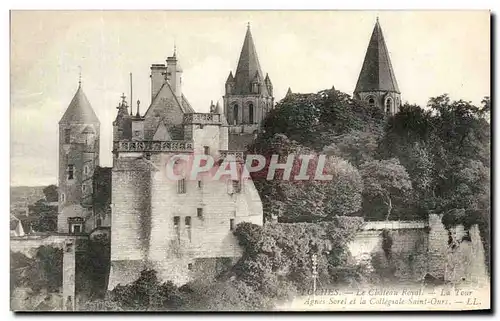 Ansichtskarte AK Loches Le Chateau Royal La Tour Agnes Sorel et la Collegiale Saint Ours