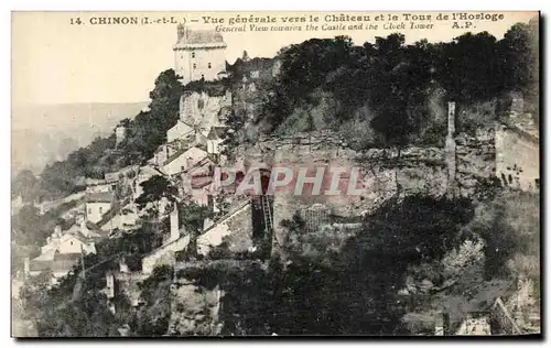 Cartes postales Chinon Vue Generale Vers le Chateau et le Tour de l&#39Horloge